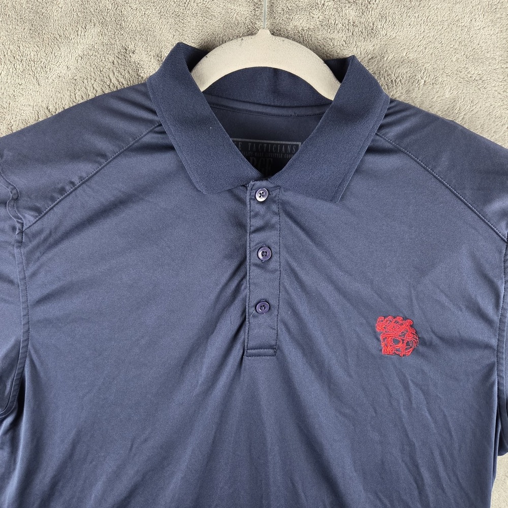 Savage‎ Tacticians Blue Embroidered Skull SavTac Polo Shirt Mens Size Large
